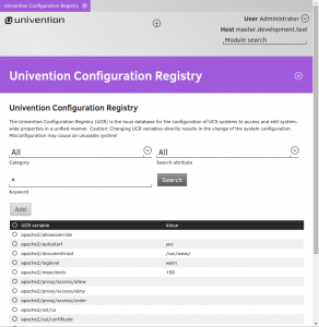 Univention Configuration Registry 780x800